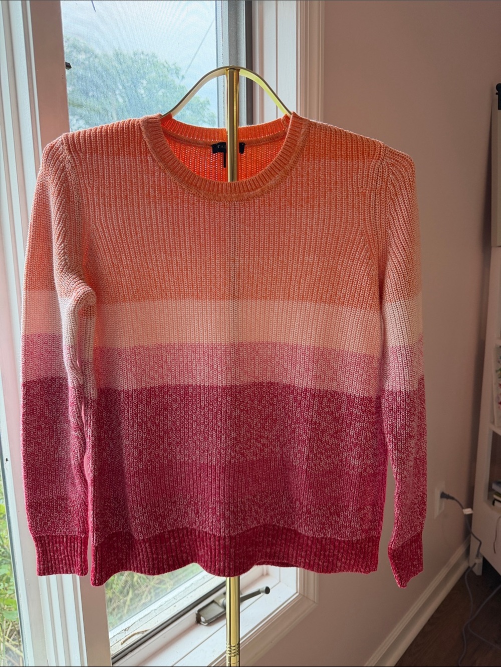 Talbots Ombre Crewneck Sweater in Coral, Pink and Berry - Picture 2 of 6